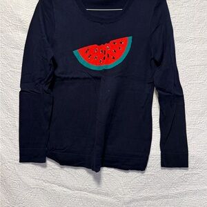 J. Crew Navy Sweater with Watermelon Design